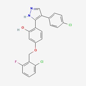 molecular formula C22H15Cl2FN2O2 B11112124 5-[(2-chloro-6-fluorobenzyl)oxy]-2-[4-(4-chlorophenyl)-1H-pyrazol-3-yl]phenol 