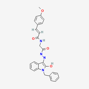 (2E)-N-({N'-[(3Z)-1-Benzyl-2-oxo-2,3-dihydro-1H-indol-3-ylidene]hydrazinecarbonyl}methyl)-3-(4-methoxyphenyl)prop-2-enamide