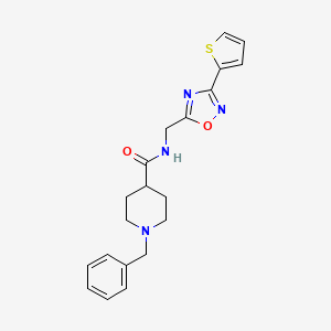 1-benzyl-N-{[3-(thiophen-2-yl)-1,2,4-oxadiazol-5-yl]methyl}piperidine-4-carboxamide