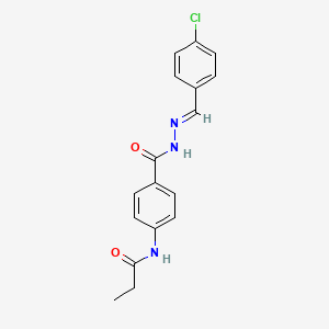 molecular formula C17H16ClN3O2 B11112210 N-(4-{[(2E)-2-(4-chlorobenzylidene)hydrazinyl]carbonyl}phenyl)propanamide 