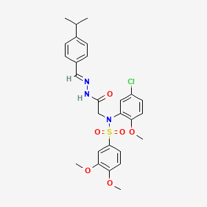 molecular formula C27H30ClN3O6S B11112240 N-(5-Chloro-2-methoxyphenyl)-3,4-dimethoxy-N-({N'-[(E)-[4-(propan-2-YL)phenyl]methylidene]hydrazinecarbonyl}methyl)benzene-1-sulfonamide 