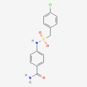 molecular formula C14H13ClN2O3S B11112305 4-{[(4-Chlorobenzyl)sulfonyl]amino}benzamide 