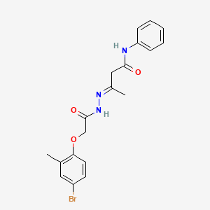 molecular formula C19H20BrN3O3 B11112334 (3E)-3-{2-[(4-bromo-2-methylphenoxy)acetyl]hydrazinylidene}-N-phenylbutanamide 