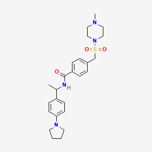 4-{[(4-methylpiperazin-1-yl)sulfonyl]methyl}-N-{1-[4-(pyrrolidin-1-yl)phenyl]ethyl}benzamide