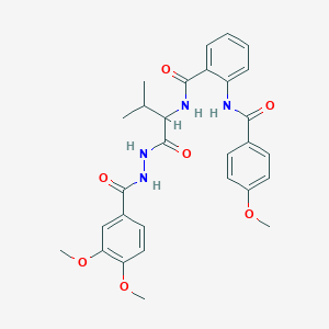 molecular formula C29H32N4O7 B11112429 N-{1-[(3,4-Dimethoxyphenyl)formohydrazido]-3-methyl-1-oxobutan-2-YL}-2-(4-methoxybenzamido)benzamide 