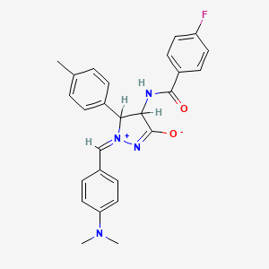 molecular formula C26H25FN4O2 B11112483 (2Z)-2-[[4-(dimethylamino)phenyl]methylidene]-4-[(4-fluorobenzoyl)amino]-3-(4-methylphenyl)-3,4-dihydropyrazol-2-ium-5-olate 