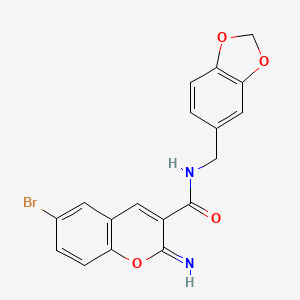 N-(1,3-benzodioxol-5-ylmethyl)-6-bromo-2-imino-2H-chromene-3-carboxamide