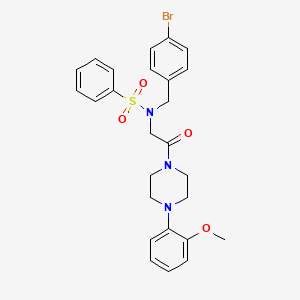 molecular formula C26H28BrN3O4S B11112636 N-(4-bromobenzyl)-N-{2-[4-(2-methoxyphenyl)piperazin-1-yl]-2-oxoethyl}benzenesulfonamide 