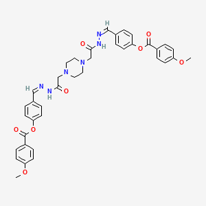 piperazine-1,4-diylbis[(1-oxoethane-2,1-diyl)(1Z)hydrazin-2-yl-1-ylidene(Z)methylylidenebenzene-4,1-diyl] bis(4-methoxybenzoate)