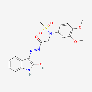 molecular formula C19H20N4O6S B11112654 N-(3,4-Dimethoxyphenyl)-N-({N'-[(3Z)-2-oxo-2,3-dihydro-1H-indol-3-ylidene]hydrazinecarbonyl}methyl)methanesulfonamide 