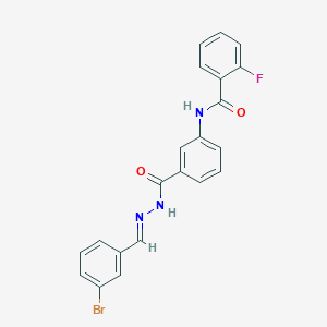 molecular formula C21H15BrFN3O2 B11112720 N-(3-{[(2E)-2-(3-bromobenzylidene)hydrazinyl]carbonyl}phenyl)-2-fluorobenzamide 