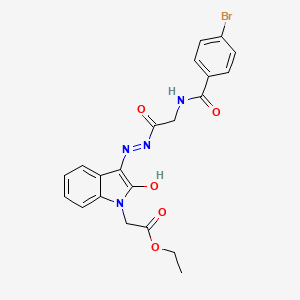 molecular formula C21H19BrN4O5 B11112738 ethyl {(3Z)-3-[2-({[(4-bromophenyl)carbonyl]amino}acetyl)hydrazinylidene]-2-oxo-2,3-dihydro-1H-indol-1-yl}acetate 