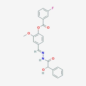 4-[(E)-{2-[hydroxy(phenyl)acetyl]hydrazinylidene}methyl]-2-methoxyphenyl 3-fluorobenzoate