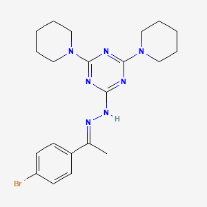 molecular formula C21H28BrN7 B11112769 2-{(2E)-2-[1-(4-bromophenyl)ethylidene]hydrazinyl}-4,6-di(piperidin-1-yl)-1,3,5-triazine 