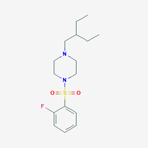 molecular formula C16H25FN2O2S B11112786 1-(2-Ethylbutyl)-4-[(2-fluorophenyl)sulfonyl]piperazine 