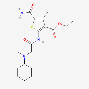 molecular formula C18H27N3O4S B11112805 ethyl 5-carbamoyl-2-[(N-cyclohexyl-N-methylglycyl)amino]-4-methylthiophene-3-carboxylate 