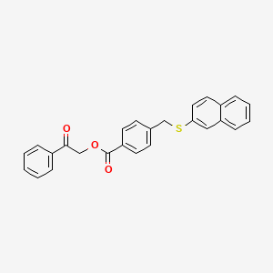 molecular formula C26H20O3S B11112813 2-Oxo-2-phenylethyl 4-[(naphthalen-2-ylsulfanyl)methyl]benzoate 