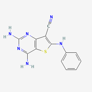 molecular formula C13H10N6S B11112852 2,4-Diamino-6-(phenylamino)thieno[3,2-d]pyrimidine-7-carbonitrile 