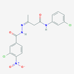 (3Z)-3-{2-[(3-chloro-4-nitrophenyl)carbonyl]hydrazinylidene}-N-(3-chlorophenyl)butanamide