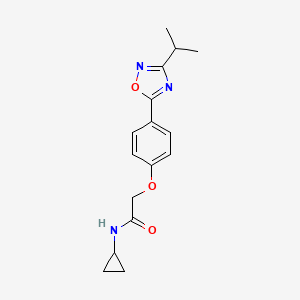 molecular formula C16H19N3O3 B11112898 N-cyclopropyl-2-{4-[3-(propan-2-yl)-1,2,4-oxadiazol-5-yl]phenoxy}acetamide 