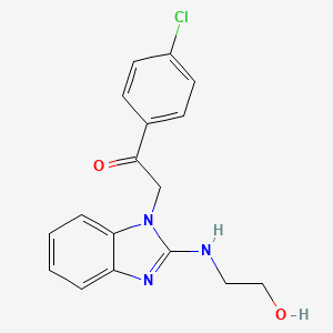 molecular formula C17H16ClN3O2 B11112934 1-(4-chlorophenyl)-2-{2-[(2-hydroxyethyl)amino]-1H-benzimidazol-1-yl}ethanone 