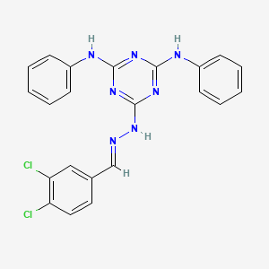 molecular formula C22H17Cl2N7 B11112948 6-[(2E)-2-(3,4-dichlorobenzylidene)hydrazinyl]-N,N'-diphenyl-1,3,5-triazine-2,4-diamine 