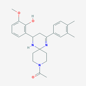 molecular formula C25H31N3O3 B11112953 1-[2-(3,4-Dimethylphenyl)-4-(2-hydroxy-3-methoxyphenyl)-1,5,9-triazaspiro[5.5]undec-1-EN-9-YL]ethanone 