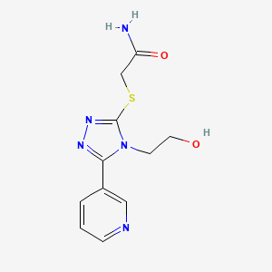 molecular formula C11H13N5O2S B11112962 2-{[4-(2-hydroxyethyl)-5-(pyridin-3-yl)-4H-1,2,4-triazol-3-yl]sulfanyl}acetamide 