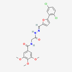 molecular formula C23H21Cl2N3O6 B11112971 N-[2-(2-{(E)-1-[5-(2,5-Dichlorophenyl)-2-furyl]methylidene}hydrazino)-2-oxoethyl]-3,4,5-trimethoxybenzamide 