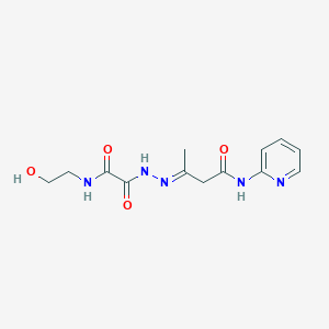 (3E)-3-(2-{[(2-hydroxyethyl)amino](oxo)acetyl}hydrazinylidene)-N-(pyridin-2-yl)butanamide