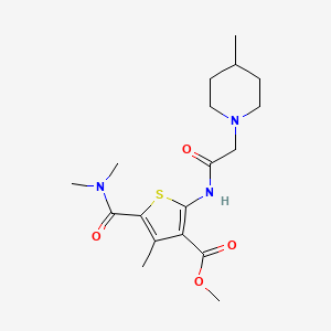 molecular formula C18H27N3O4S B11113019 Methyl 5-(dimethylcarbamoyl)-4-methyl-2-{[(4-methylpiperidin-1-yl)acetyl]amino}thiophene-3-carboxylate 