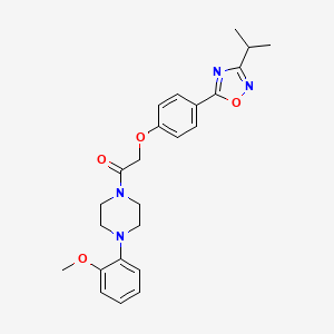 molecular formula C24H28N4O4 B11113126 1-[4-(2-Methoxyphenyl)piperazin-1-yl]-2-{4-[3-(propan-2-yl)-1,2,4-oxadiazol-5-yl]phenoxy}ethanone 