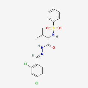 N-[1-({2-[(E)-1-(2,4-Dichlorophenyl)methylidene]hydrazino}carbonyl)-2-methylpropyl]-1-benzenesulfonamide