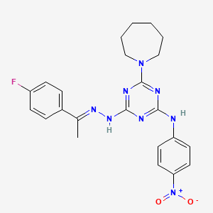 4-(azepan-1-yl)-6-{(2E)-2-[1-(4-fluorophenyl)ethylidene]hydrazinyl}-N-(4-nitrophenyl)-1,3,5-triazin-2-amine