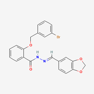 molecular formula C22H17BrN2O4 B11113221 N'-[(E)-1,3-benzodioxol-5-ylmethylidene]-2-[(3-bromobenzyl)oxy]benzohydrazide 