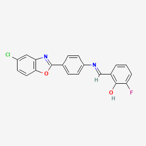 molecular formula C20H12ClFN2O2 B11113235 2-[(E)-{[4-(5-chloro-1,3-benzoxazol-2-yl)phenyl]imino}methyl]-6-fluorophenol 