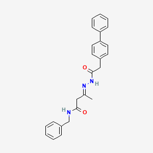 (3E)-N-benzyl-3-[2-(biphenyl-4-ylacetyl)hydrazinylidene]butanamide