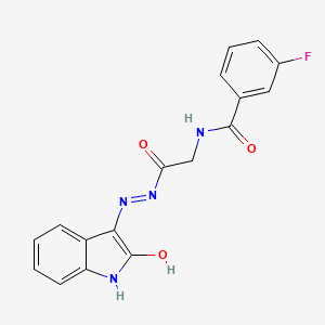 3-Fluoro-N-({N'-[(3Z)-2-oxo-2,3-dihydro-1H-indol-3-ylidene]hydrazinecarbonyl}methyl)benzamide