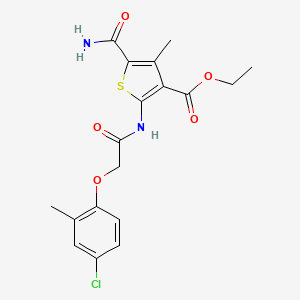 molecular formula C18H19ClN2O5S B11113316 Ethyl 5-carbamoyl-2-{[(4-chloro-2-methylphenoxy)acetyl]amino}-4-methylthiophene-3-carboxylate 