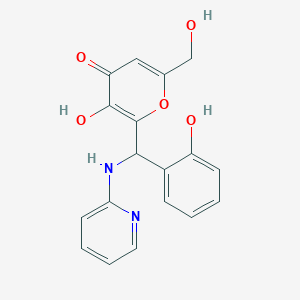 molecular formula C18H16N2O5 B11113378 3-hydroxy-6-(hydroxymethyl)-2-[(2-hydroxyphenyl)(pyridin-2-ylamino)methyl]-4H-pyran-4-one 