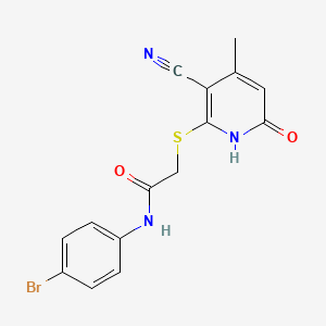 molecular formula C15H12BrN3O2S B11113393 N-(4-bromophenyl)-2-[(3-cyano-4-methyl-6-oxo-1H-pyridin-2-yl)sulfanyl]acetamide 