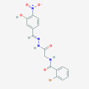 2-Bromo-N-(2-{2-[(E)-1-(3-hydroxy-4-nitrophenyl)methylidene]hydrazino}-2-oxoethyl)benzamide