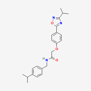 molecular formula C23H27N3O3 B11113420 N-[4-(propan-2-yl)benzyl]-2-{4-[3-(propan-2-yl)-1,2,4-oxadiazol-5-yl]phenoxy}acetamide 