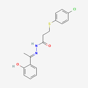 3-[(4-chlorophenyl)sulfanyl]-N'-[(1E)-1-(2-hydroxyphenyl)ethylidene]propanehydrazide