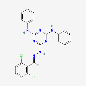 molecular formula C22H17Cl2N7 B11113477 6-[(2E)-2-(2,6-dichlorobenzylidene)hydrazinyl]-N,N'-diphenyl-1,3,5-triazine-2,4-diamine 