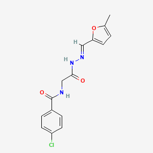 molecular formula C15H14ClN3O3 B11113488 4-Chloro-N-(2-(2-((5-methyl-2-furyl)methylene)hydrazino)-2-oxoethyl)benzamide 