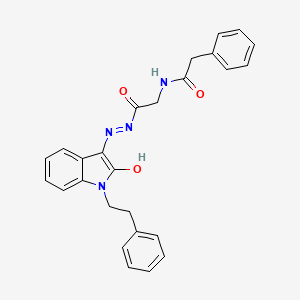 N-({N'-[(3E)-2-Oxo-1-(2-phenylethyl)-2,3-dihydro-1H-indol-3-ylidene]hydrazinecarbonyl}methyl)-2-phenylacetamide