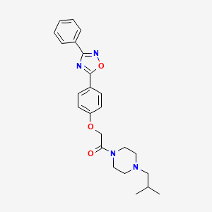 molecular formula C24H28N4O3 B11113512 1-[4-(2-Methylpropyl)piperazin-1-yl]-2-[4-(3-phenyl-1,2,4-oxadiazol-5-yl)phenoxy]ethanone 