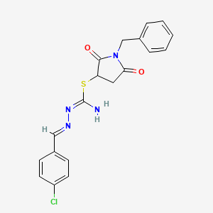 molecular formula C19H17ClN4O2S B11113556 1-benzyl-2,5-dioxopyrrolidin-3-yl (2E)-2-(4-chlorobenzylidene)hydrazinecarbimidothioate 