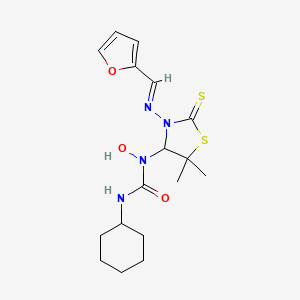 molecular formula C17H24N4O3S2 B11113586 3-cyclohexyl-1-(3-{[(E)-furan-2-ylmethylidene]amino}-5,5-dimethyl-2-thioxo-1,3-thiazolidin-4-yl)-1-hydroxyurea 